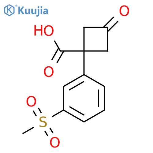 1-(3-methanesulfonylphenyl)-3-oxocyclobutane-1-carboxylic acid structure