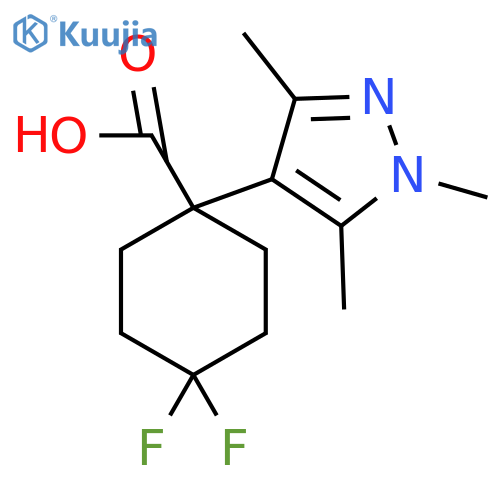 4,4-difluoro-1-(trimethyl-1H-pyrazol-4-yl)cyclohexane-1-carboxylic acid structure