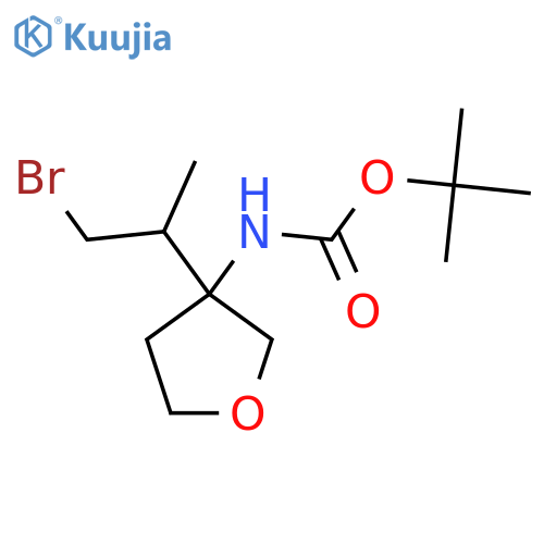 tert-butyl N-3-(1-bromopropan-2-yl)oxolan-3-ylcarbamate structure