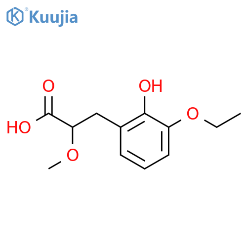 3-(3-ethoxy-2-hydroxyphenyl)-2-methoxypropanoic acid structure