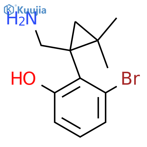 2-1-(aminomethyl)-2,2-dimethylcyclopropyl-3-bromophenol structure