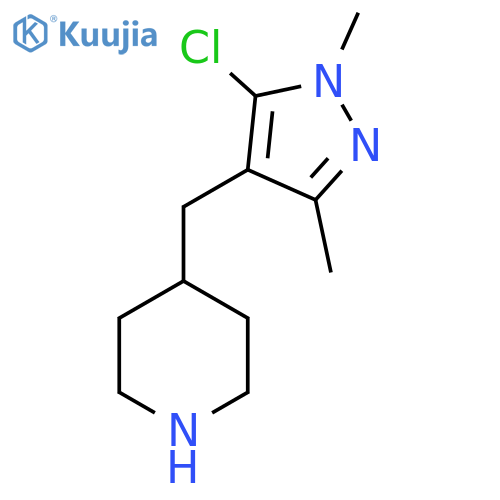 4-(5-chloro-1,3-dimethyl-1H-pyrazol-4-yl)methylpiperidine structure