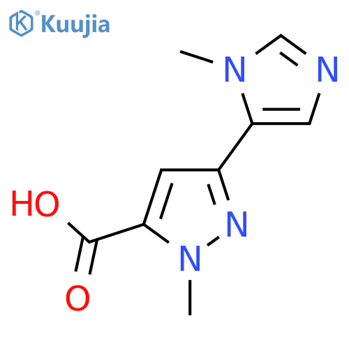 1-methyl-3-(1-methyl-1H-imidazol-5-yl)-1H-pyrazole-5-carboxylic acid structure