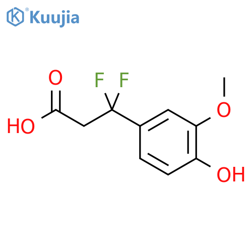 3,3-difluoro-3-(4-hydroxy-3-methoxyphenyl)propanoic acid structure