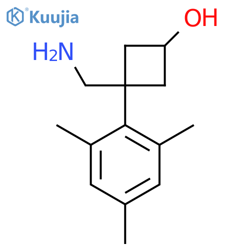 3-(aminomethyl)-3-(2,4,6-trimethylphenyl)cyclobutan-1-ol structure