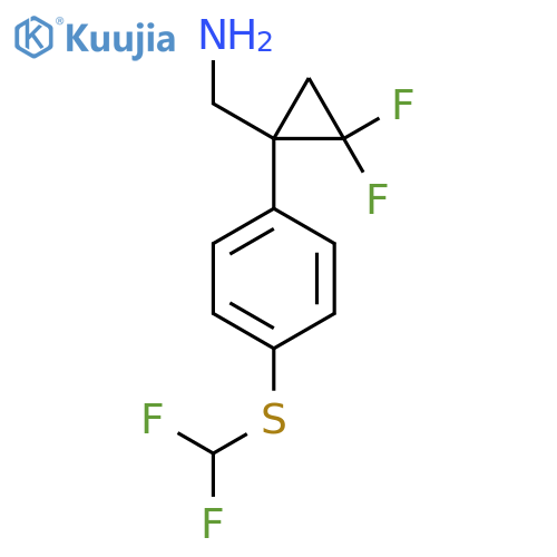 (1-{4-(difluoromethyl)sulfanylphenyl}-2,2-difluorocyclopropyl)methanamine structure