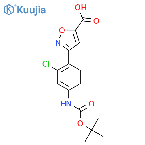 3-(4-{(tert-butoxy)carbonylamino}-2-chlorophenyl)-1,2-oxazole-5-carboxylic acid structure