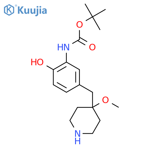 tert-butyl N-{2-hydroxy-5-(4-methoxypiperidin-4-yl)methylphenyl}carbamate structure