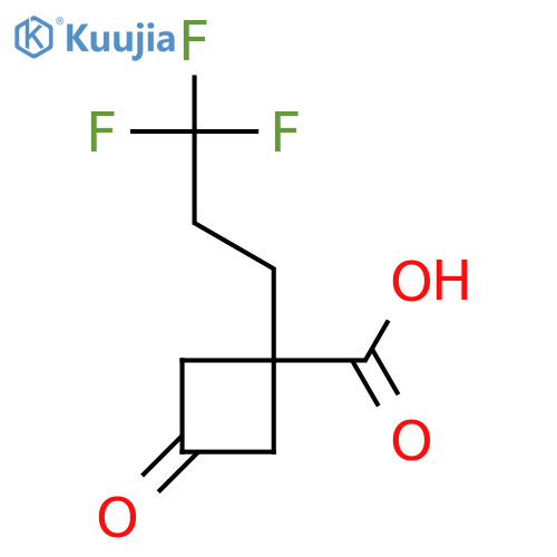 3-oxo-1-(3,3,3-trifluoropropyl)cyclobutane-1-carboxylic acid structure