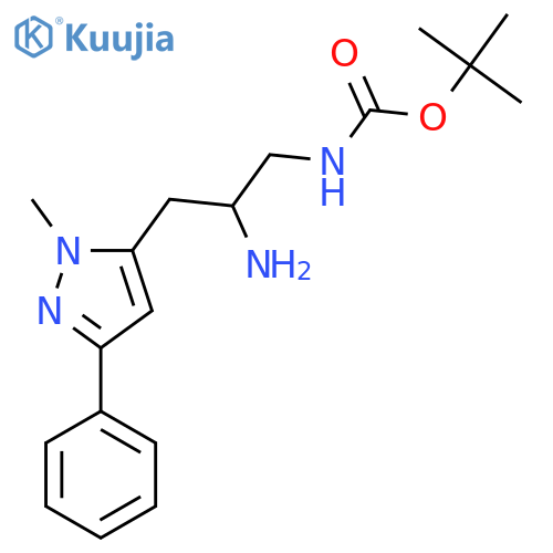 tert-butyl N-2-amino-3-(1-methyl-3-phenyl-1H-pyrazol-5-yl)propylcarbamate structure