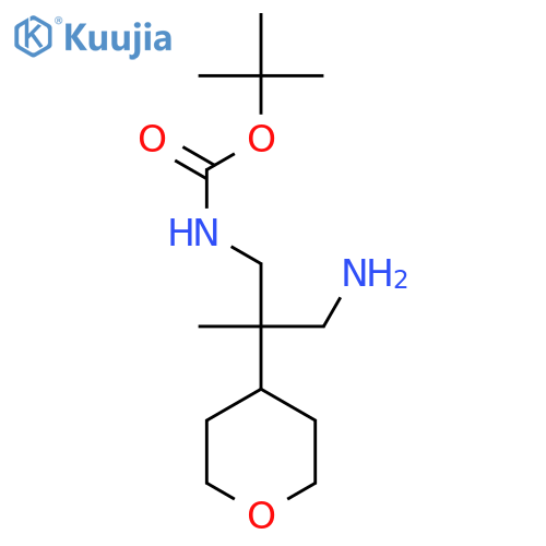 tert-butyl N-3-amino-2-methyl-2-(oxan-4-yl)propylcarbamate structure