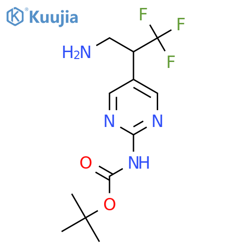 tert-butyl N-5-(3-amino-1,1,1-trifluoropropan-2-yl)pyrimidin-2-ylcarbamate structure