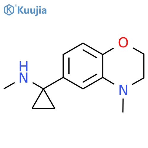 N-methyl-1-(4-methyl-3,4-dihydro-2H-1,4-benzoxazin-6-yl)cyclopropan-1-amine structure