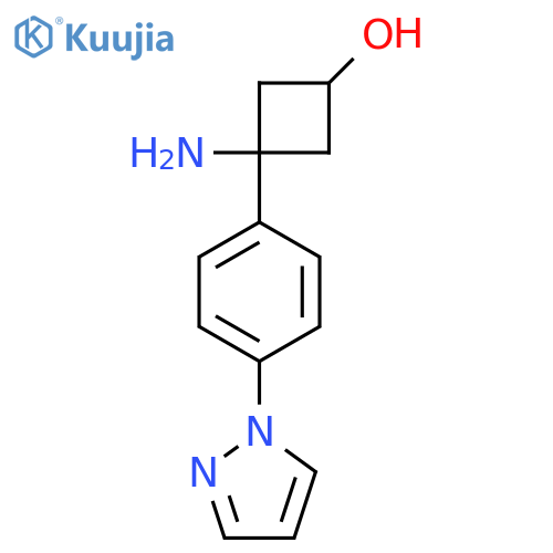 3-amino-3-4-(1H-pyrazol-1-yl)phenylcyclobutan-1-ol structure