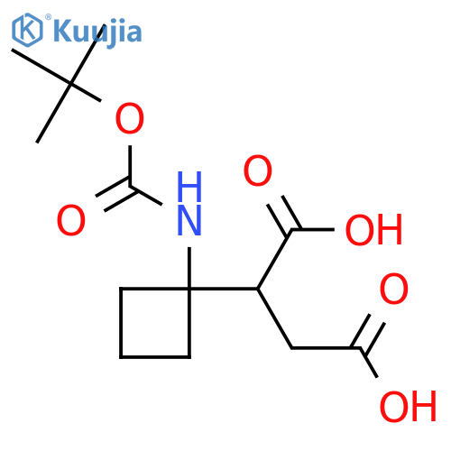 2-(1-{(tert-butoxy)carbonylamino}cyclobutyl)butanedioic acid structure