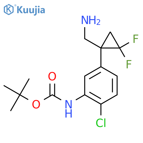 tert-butyl N-{5-1-(aminomethyl)-2,2-difluorocyclopropyl-2-chlorophenyl}carbamate structure