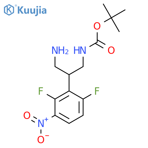 tert-butyl N-3-amino-2-(2,6-difluoro-3-nitrophenyl)propylcarbamate structure