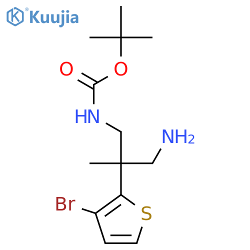 tert-butyl N-[3-amino-2-(3-bromothiophen-2-yl)-2-methylpropyl]carbamate structure