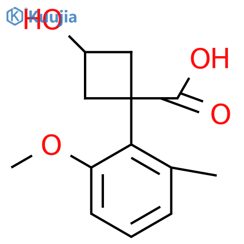 3-Hydroxy-1-(2-methoxy-6-methylphenyl)cyclobutane-1-carboxylic acid structure
