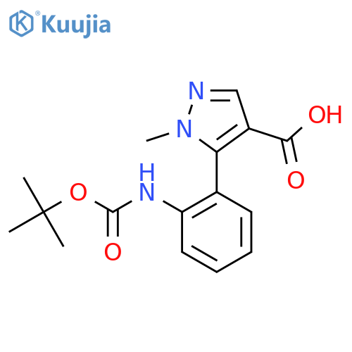5-(2-{(tert-butoxy)carbonylamino}phenyl)-1-methyl-1H-pyrazole-4-carboxylic acid structure