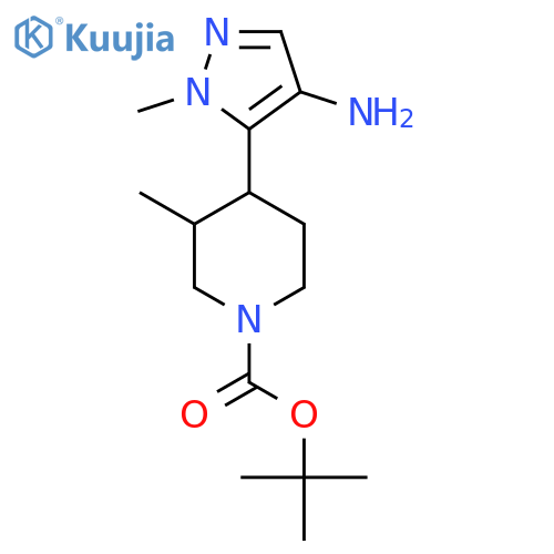 tert-butyl 4-(4-amino-1-methyl-1H-pyrazol-5-yl)-3-methylpiperidine-1-carboxylate structure