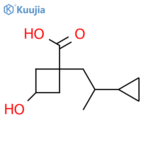 1-(2-cyclopropylpropyl)-3-hydroxycyclobutane-1-carboxylic acid structure