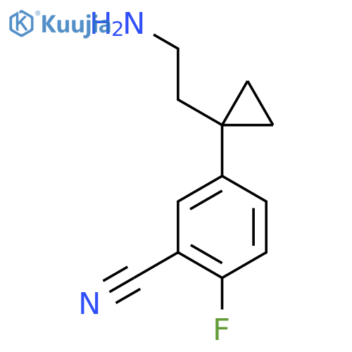 5-1-(2-aminoethyl)cyclopropyl-2-fluorobenzonitrile structure