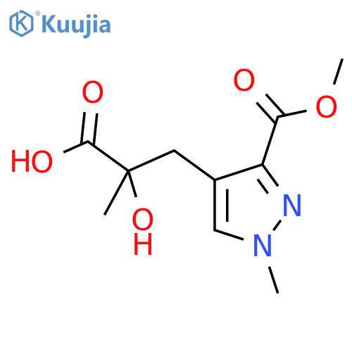 2-hydroxy-3-3-(methoxycarbonyl)-1-methyl-1H-pyrazol-4-yl-2-methylpropanoic acid structure