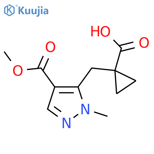 1-{4-(methoxycarbonyl)-1-methyl-1H-pyrazol-5-ylmethyl}cyclopropane-1-carboxylic acid structure