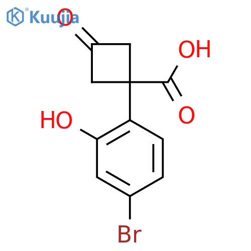 1-(4-bromo-2-hydroxyphenyl)-3-oxocyclobutane-1-carboxylic acid structure
