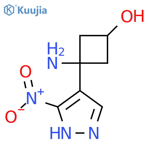 3-amino-3-(3-nitro-1H-pyrazol-4-yl)cyclobutan-1-ol structure