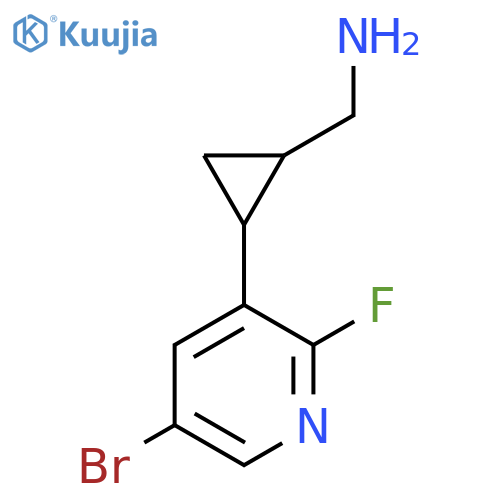 2-(5-bromo-2-fluoropyridin-3-yl)cyclopropylmethanamine structure
