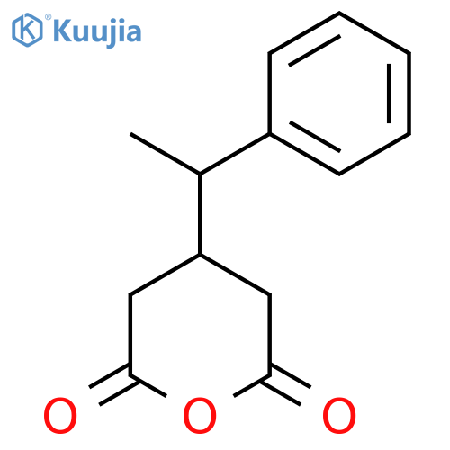 4-(1-phenylethyl)oxane-2,6-dione structure