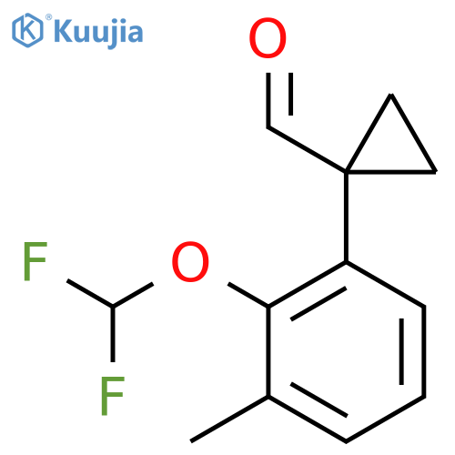 1-2-(difluoromethoxy)-3-methylphenylcyclopropane-1-carbaldehyde structure