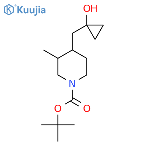 tert-butyl 4-(1-hydroxycyclopropyl)methyl-3-methylpiperidine-1-carboxylate structure