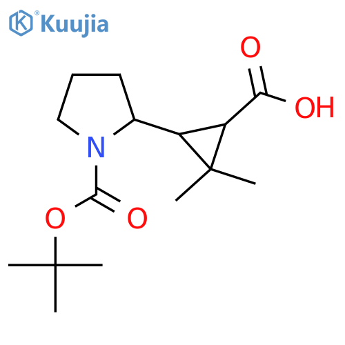 3-{1-(tert-butoxy)carbonylpyrrolidin-2-yl}-2,2-dimethylcyclopropane-1-carboxylic acid structure