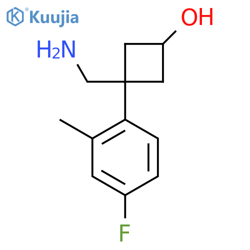 3-(aminomethyl)-3-(4-fluoro-2-methylphenyl)cyclobutan-1-ol structure