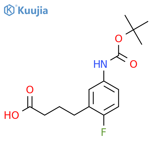4-(5-{(tert-butoxy)carbonylamino}-2-fluorophenyl)butanoic acid structure
