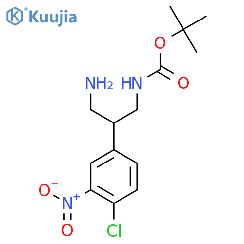 tert-butyl N-3-amino-2-(4-chloro-3-nitrophenyl)propylcarbamate structure