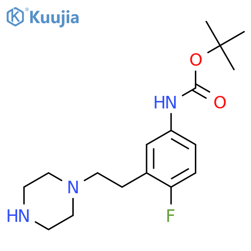 tert-butyl N-{4-fluoro-3-2-(piperazin-1-yl)ethylphenyl}carbamate structure
