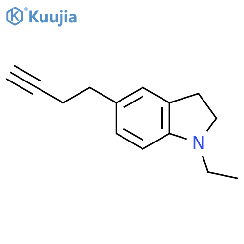 5-(but-3-yn-1-yl)-1-ethyl-2,3-dihydro-1H-indole structure