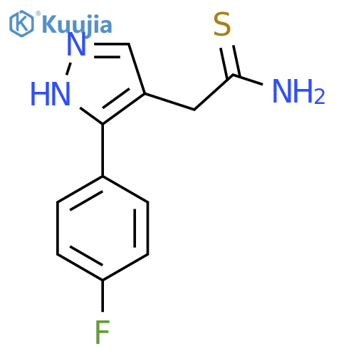 2-3-(4-fluorophenyl)-1H-pyrazol-4-ylethanethioamide structure