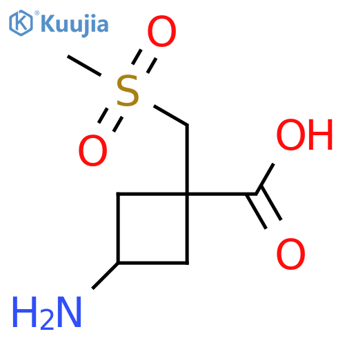 3-amino-1-(methanesulfonylmethyl)cyclobutane-1-carboxylic acid structure