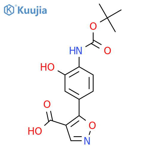 5-(4-{(tert-butoxy)carbonylamino}-3-hydroxyphenyl)-1,2-oxazole-4-carboxylic acid structure