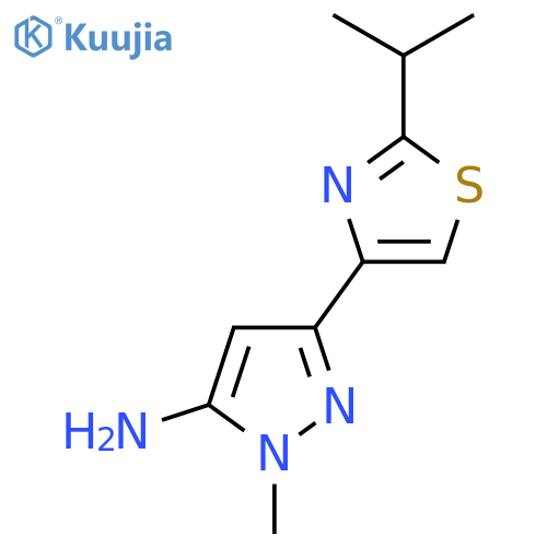 1-methyl-3-2-(propan-2-yl)-1,3-thiazol-4-yl-1H-pyrazol-5-amine structure