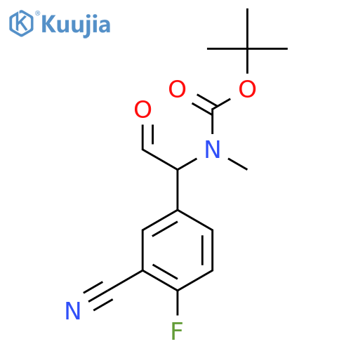 tert-butyl N-1-(3-cyano-4-fluorophenyl)-2-oxoethyl-N-methylcarbamate structure