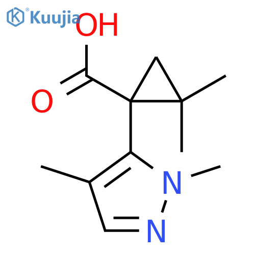 1-(1,4-dimethyl-1H-pyrazol-5-yl)-2,2-dimethylcyclopropane-1-carboxylic acid structure
