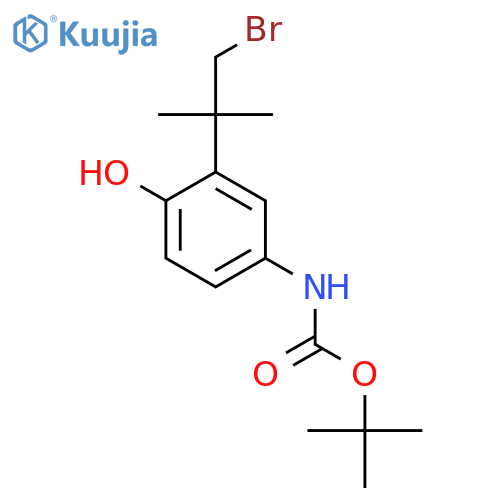 tert-butyl N-3-(1-bromo-2-methylpropan-2-yl)-4-hydroxyphenylcarbamate structure