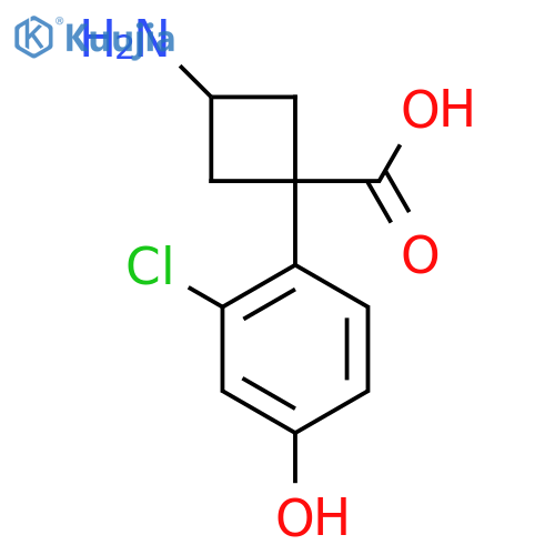3-amino-1-(2-chloro-4-hydroxyphenyl)cyclobutane-1-carboxylic acid structure