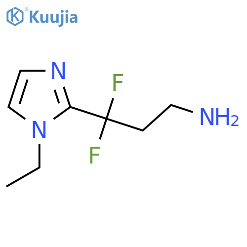 3-(1-ethyl-1H-imidazol-2-yl)-3,3-difluoropropan-1-amine structure